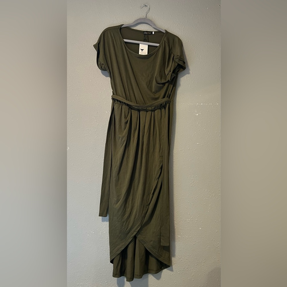 Army green dress.